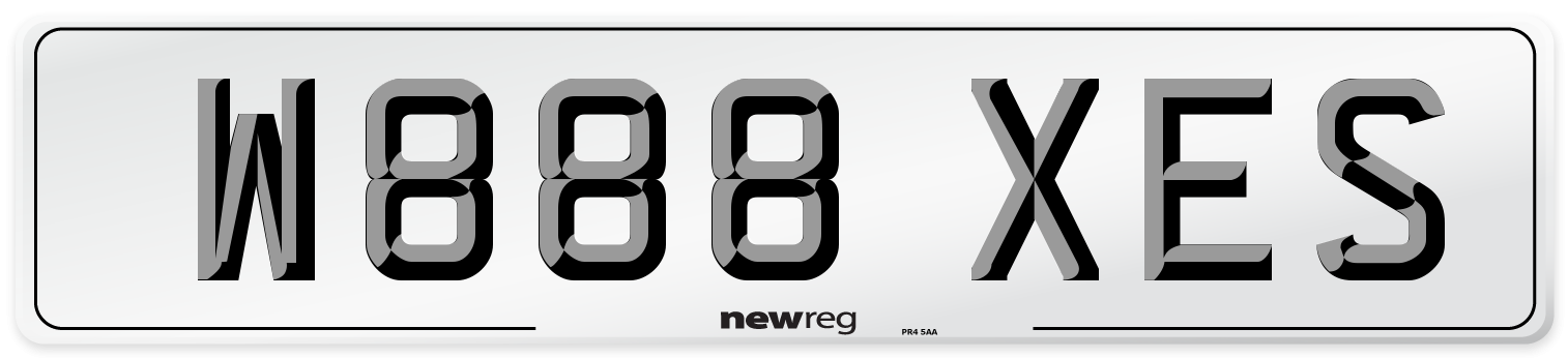 W888 XES Number Plate from New Reg